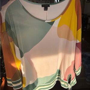 Ann Taylor Factory 3/4 sleeve blouse with side tie at hemline